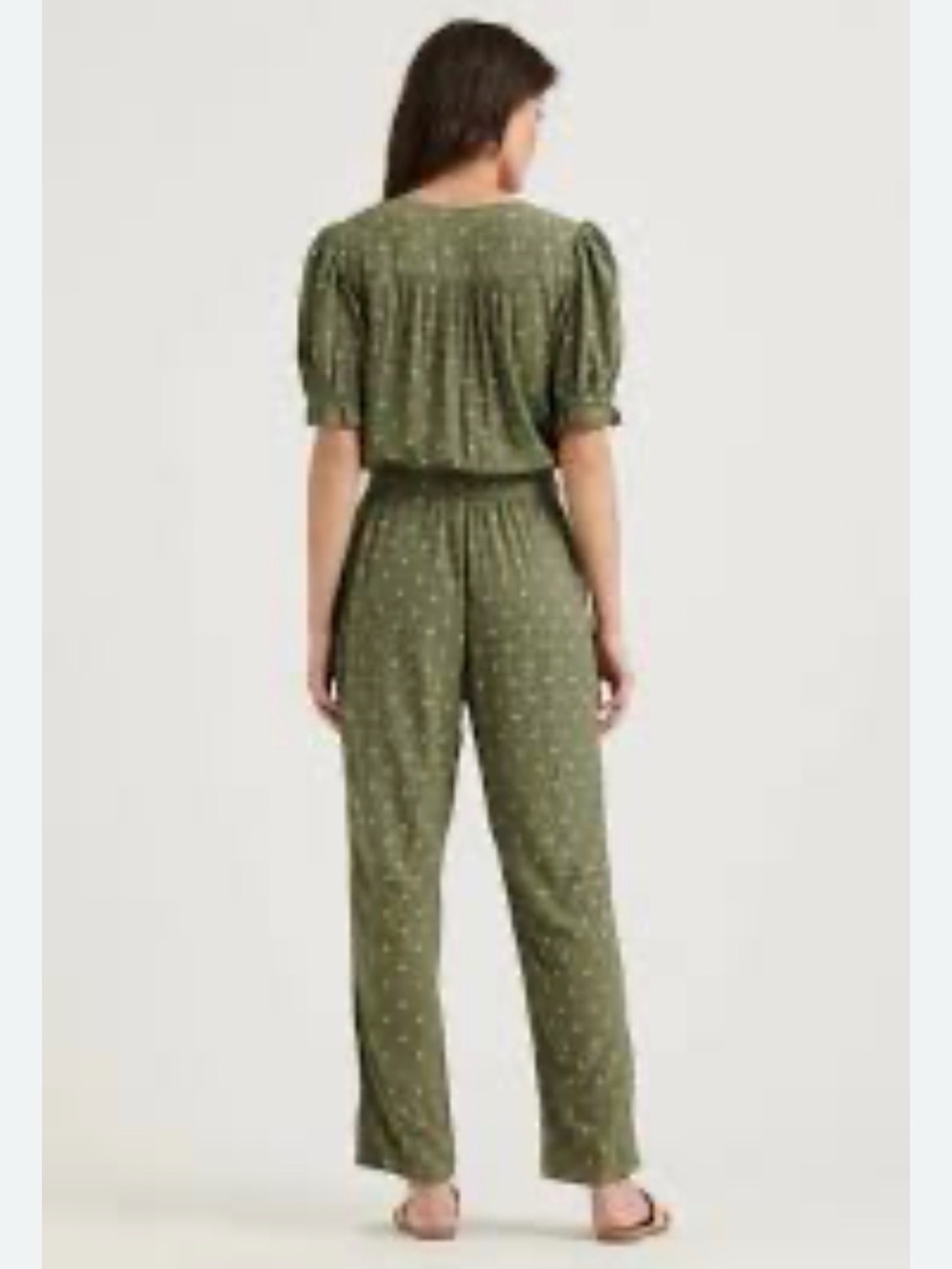 NWT ($99) Lucky Brand Olive Green Printed V-Neck Jumpsuit with Belt Sz XL - Picture 5 of 14